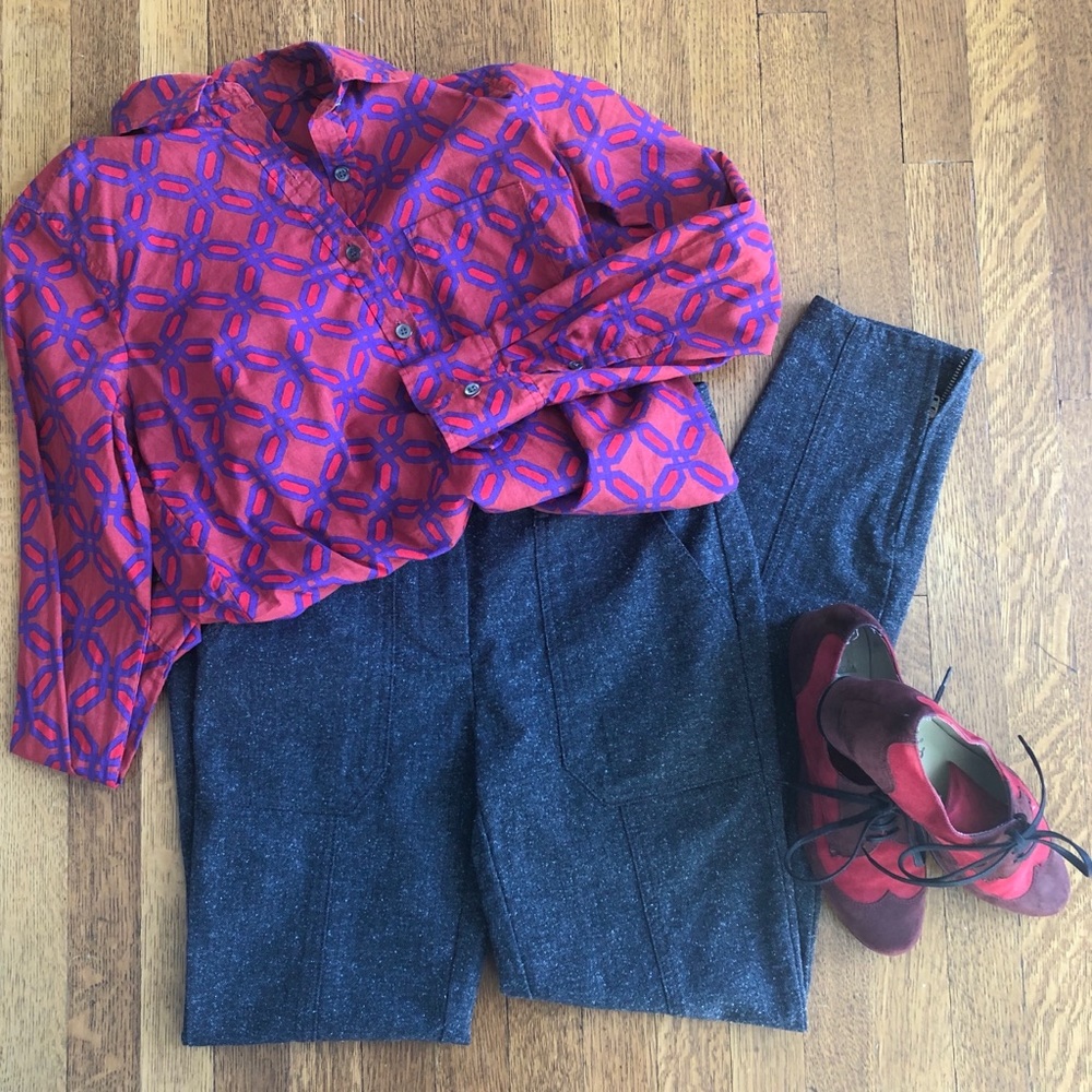 J Crew Grey Tweed Ankle Zip Pants - Picture 5 of 6